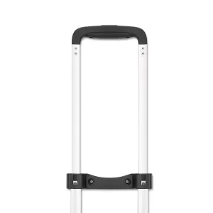 Detailed view of the support (top plate) and lower support (bottom plate) of the JX8123 luggage handle replacement. The screw holes and the gloss of the aluminum tube can be clearly seen.