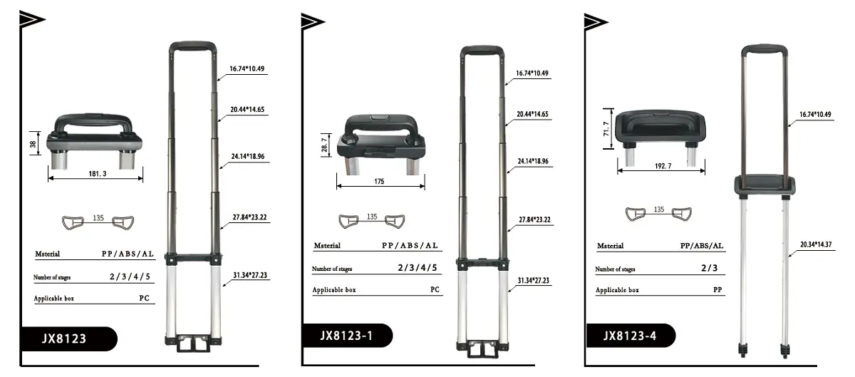JX8123 with 2/3/4/5 stages, universal fit for 14"-24" suitcases to choose from