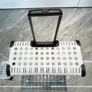 Detail of the top support frame of Telescopic Trolley Frame Handle. The support frame is a porous structure to better distribute the weight evenly.