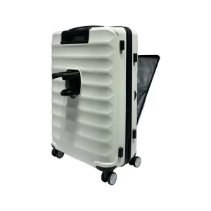 White suitcase pc with cup holder
