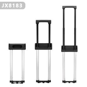 3-section JX8183 Telescopic Luggage Handle Replacement Parts, black plastic handle, matte silver aluminum tube