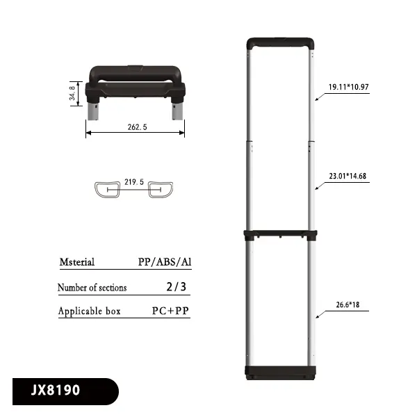 I parametri strutturali, Materiali, e gli armadi applicabili del modello JX8190-2 sono contrassegnati in dettaglio.