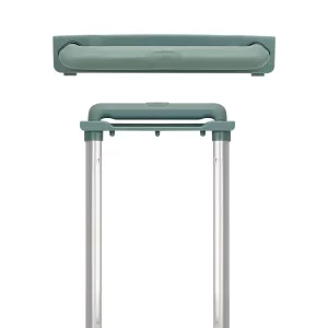 Details of green handle and screw hole of wide handle, glossy aluminum tube