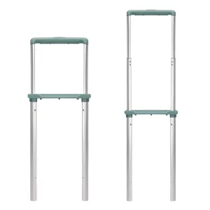 Widened suitcase handle made of green plastic, with two-section and three-section telescopic function