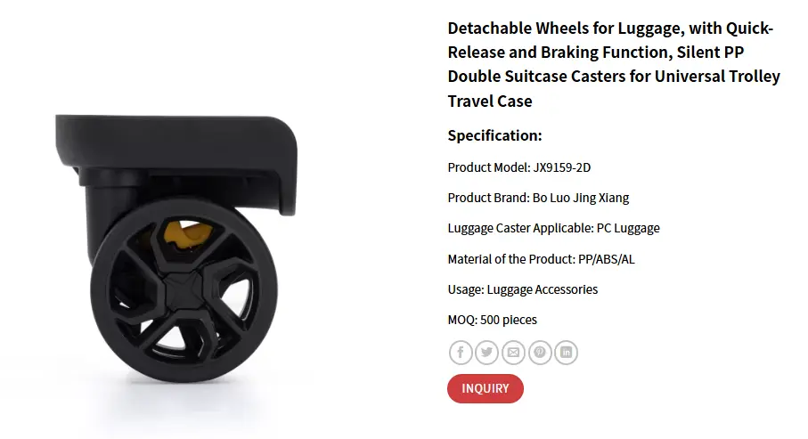 Roues de bagages amovibles JX9059 en vente: produire des informations