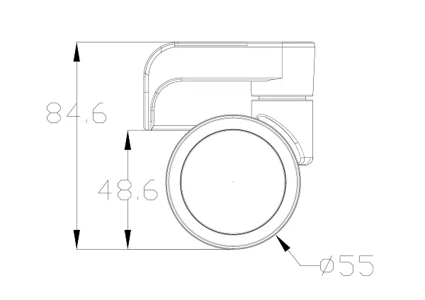JX8190 360° spinner luggage wheels line drawing parameters, diameter 55mm
