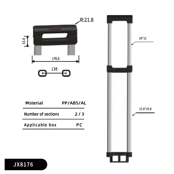 The structural data of JX8176 retractable luggage handle is used to determine whether it meets your data requirements.