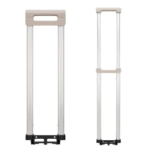 The JX8176 retractable luggage handle in its two-section unfolded and retracted form