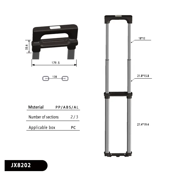JX8202 Luggage Replacement Parts date: R7.6, 중심 거리: 179.5, PP/ABS/AL made it