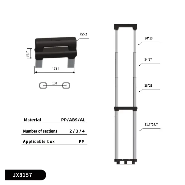 Data structure diagram of JX8157 Telescopic Luggage Handle, R:25.2, center distance: 174.1cm
