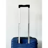 Telescopic suitcase handle extended on PP hard-shell luggage: 2-5 sections, textured grip, anodized aluminum rods. Compatible with the Samsonite KJ1 suitcase.