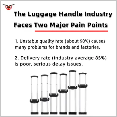 Imej menunjukkan bahawa industri bagasi menghadapi dua isu utama: kadar dan kualiti penghantaran yang tidak stabil. JX dapat menjamin kedua -dua isu.
